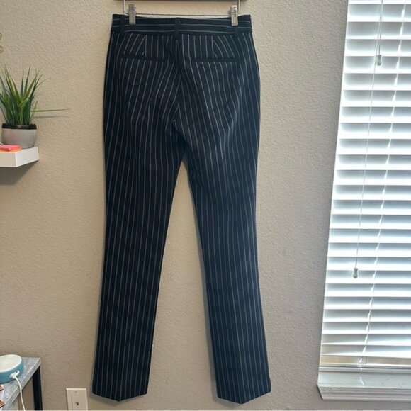 Express Editor Mid Rise Pinstripe Trouser Pant Black & White Size 6 Long - Picture 4 of 10